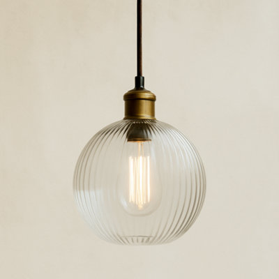 CGC Lighting Cgc Eva Ribbed Glass Globe Lampshade from B&Q