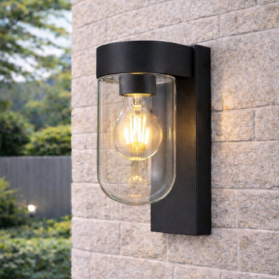 CGC Lighting Cgc Rowan Black Outdoor Wall Lantern Light With Clear Diffuser Ip54 from B&Q