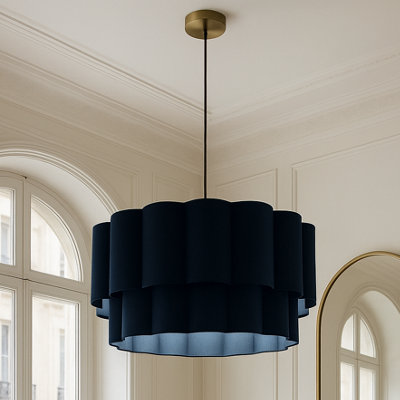 CGC Lighting Cgc Selina Scalloped Two Tier Navy Drum Lampshade Large 48Cm from B&Q