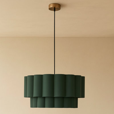 CGC Lighting Cgc Selina Scalloped Two Tier Forest Green Drum Lampshade Large 48Cm from B&Q