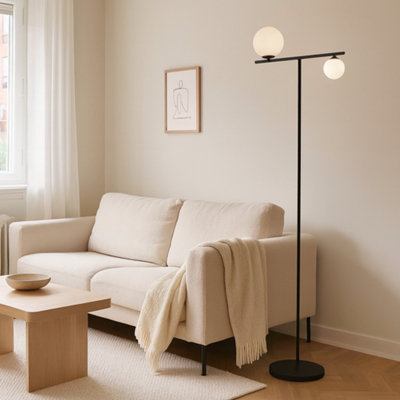 CGC Lighting Cgc Nala Black And Opal Globe Floor Lamp from B&Q