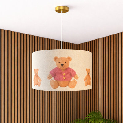 CGC Lighting Cgc Blake 45Cm Large Oatmeal Linen Pink Teddy Bear Children's Lamp Shade from B&Q