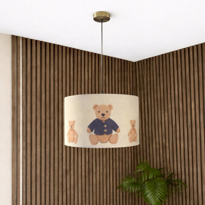 CGC Lighting Cgc Blake 30Cm Oatmeal Linen Blue Teddy Bear Children's Lamp Shade from B&Q