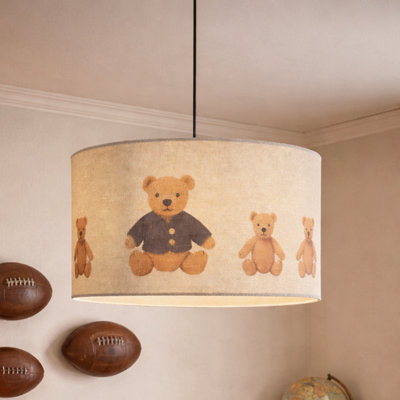 CGC Lighting Cgc Blake 45Cm Large Oatmeal Linen Blue Teddy Bear Children's Lamp Shade