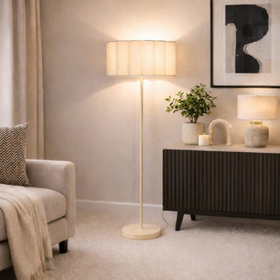 CGC Lighting Cgc Lena Cream Straight Floor Lamp With Large Cream Scalloped Lampshade from B&Q