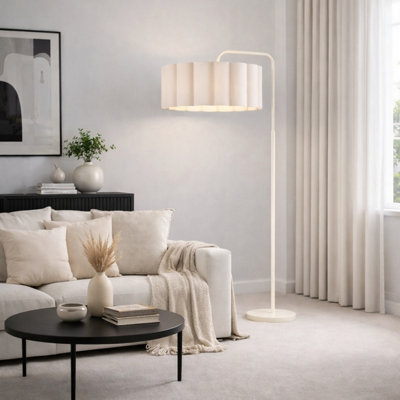 CGC Lighting Cgc Kyra Cream Angled Floor Lamp With Cream Scalloped Lampshade from B&Q