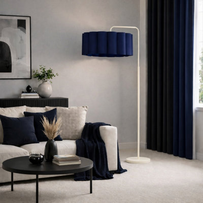 CGC Lighting Cgc Kyra Cream Angled Floor Lamp With Navy Scalloped Lampshade from B&Q