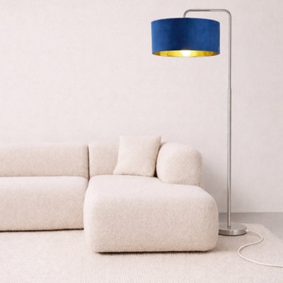 CGC Lighting Cgc Kyra Brushed Nickel Angled Floor Lamp With Navy 45Cm Velvet Lampshade from B&Q