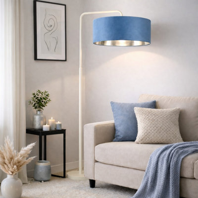 CGC Lighting Cgc Kyra Cream Angled Floor Lamp With Teal 45Cm Velvet Lampshade from B&Q