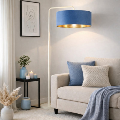 CGC Interiors Cgc Kyra Cream Angled Floor Lamp With Large 45Cm Velvet Lampshade from B&Q