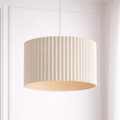 CGC Interiors Cgc Allegra Oatmeal Linen Fine Scallop Extra Large Drum Lampshade from B&Q