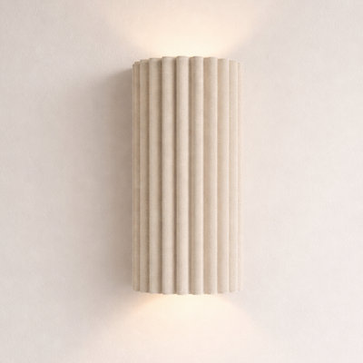 CGC Interiors Allegra Oatmeal Linen Fine Scallop Wall Light from B&Q