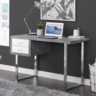 Furniture in Fashion Carlo Wooden Computer Desk In Concrete Effect With Chrome Legs from B&Q