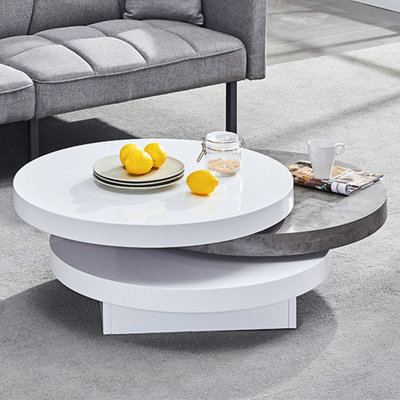 Furniture in Fashion Triplo Round Rotating Coffee Table With Concrete Effect from B&Q
