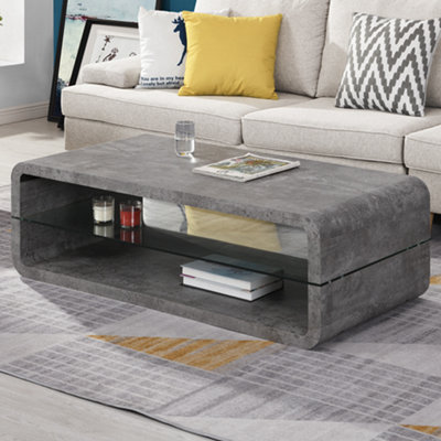 B&Q -  Xono Wooden Coffee Table With Shelf In Concrete Effect