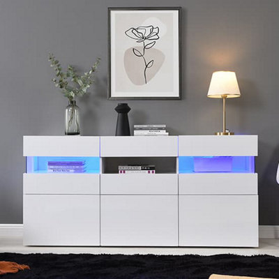 B&Q -  Kirsten High Gloss Sideboard In White With Led Lighting