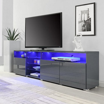 B&Q -  Prieto High Gloss Tv Stand Sideboard In Grey With Led Lights