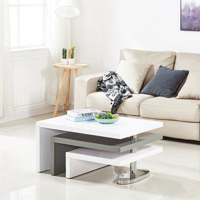 B&Q -  Design Rotating High Gloss Coffee Table In White And Grey