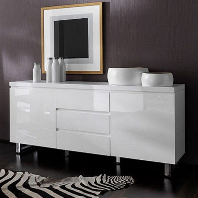 Furniture in Fashion Sydney High Gloss Sideboard With 2 Door 3 Drawer In White from B&Q