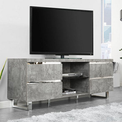 B&Q -  Sydney Wooden Tv Stand With 4 Drawers In Concrete Effect