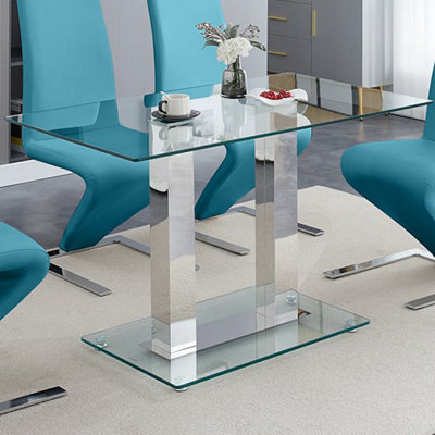 Furniture in Fashion Jet Small Clear Glass Dining Table With Chrome Supports from B&Q