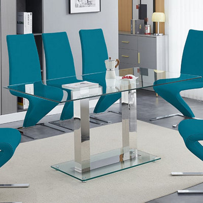 Furniture in Fashion Jet Large Clear Glass Dining Table With Chrome Supports from B&Q