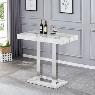 Furniture in Fashion Caprice High Gloss Bar Table In Magnesia Marble Effect from B&Q