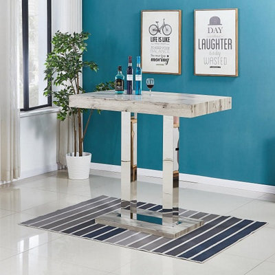 Furniture in Fashion Caprice Rectangular Wooden Bar Table In Grey Oak Effect from B&Q