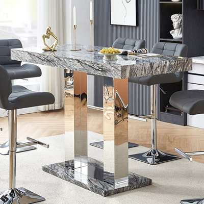 Furniture in Fashion Caprice High Gloss Bar Table Large In Melange Marble Effect from B&Q