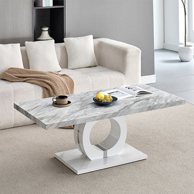Furniture in Fashion Halo High Gloss Coffee Table In Magnesia Marble Effect from B&Q