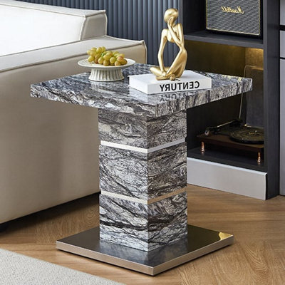 Furniture in Fashion Parini High Gloss Lamp Table In Melange Marble Effect from B&Q
