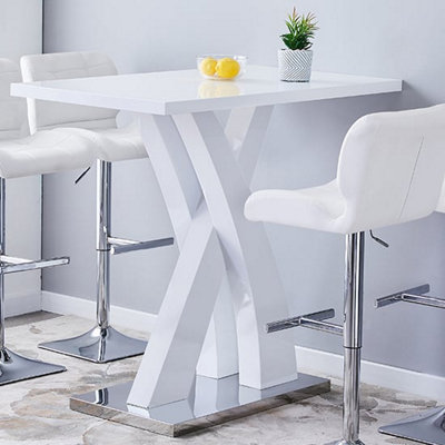 B&Q -  Axara High Gloss Bar Table Rectangular In White