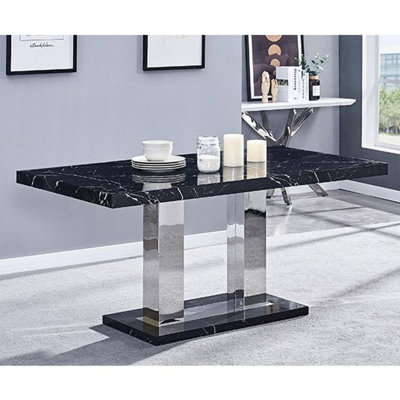 Furniture in Fashion Candice High Gloss Dining Table In Milano Marble Effect from B&Q