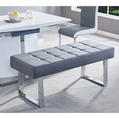 Furniture in Fashion Austin Small Faux Leather Dining Bench In Grey from B&Q