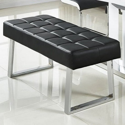 Furniture in Fashion Austin Small Faux Leather Dining Bench In Black from B&Q