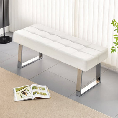Furniture in Fashion Austin Small Faux Leather Dining Bench In White from B&Q