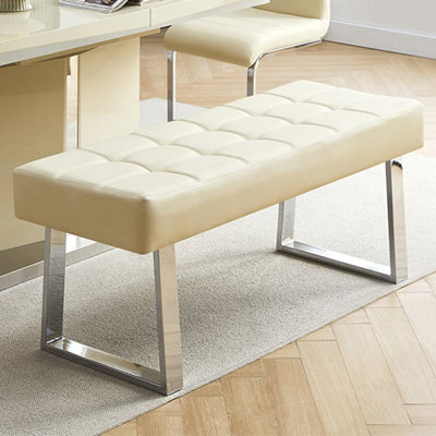Furniture in Fashion Austin Small Faux Leather Dining Bench In Cream from B&Q