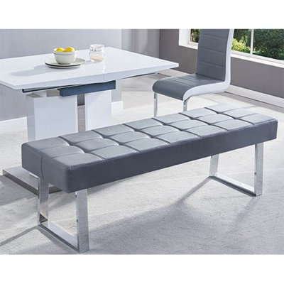 Furniture in Fashion Austin Large Faux Leather Dining Bench In Grey from B&Q