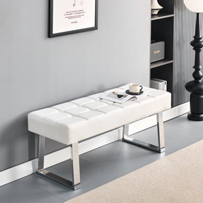 Furniture in Fashion Austin Large Faux Leather Dining Bench In White from B&Q