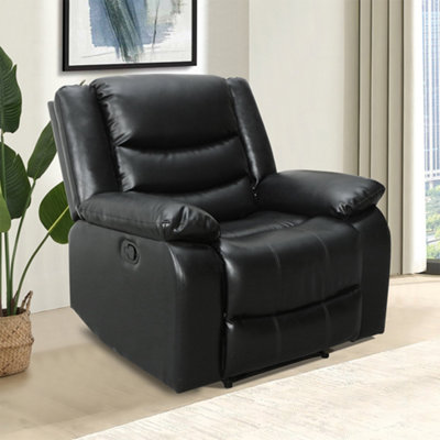 Furniture in Fashion Sorreno Bonded Leather Recliner 1 Seater Sofa In Black from B&Q