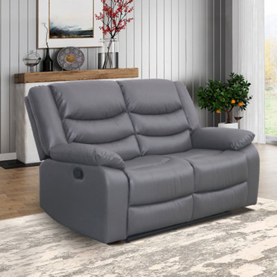 Furniture in Fashion Sorreno Bonded Leather Recliner 2 Seater Sofa In Dark Grey from B&Q