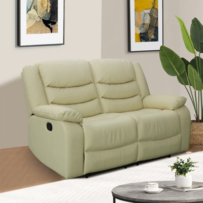 Furniture in Fashion Sorreno Bonded Leather Recliner 2 Seater Sofa In Ivory from B&Q