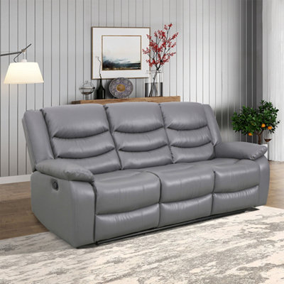 Furniture in Fashion Sorreno Bonded Leather Recliner 3 Seater Sofa In Dark Grey from B&Q