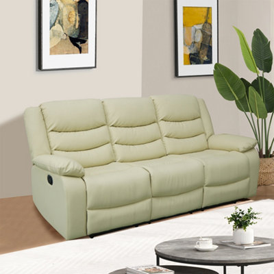 Furniture in Fashion Sorreno Bonded Leather Recliner 3 Seater Sofa In Ivory from B&Q
