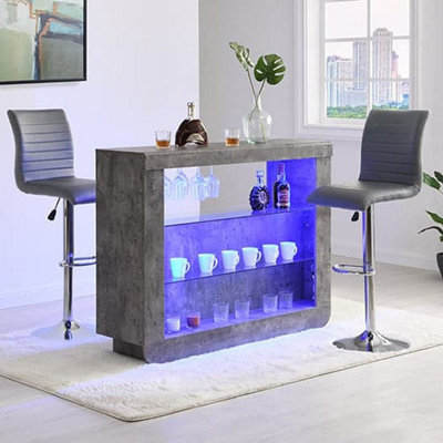 Furniture in Fashion Fiesta Concrete Effect Bar Table With 2 Ripple Grey Stools from B&Q
