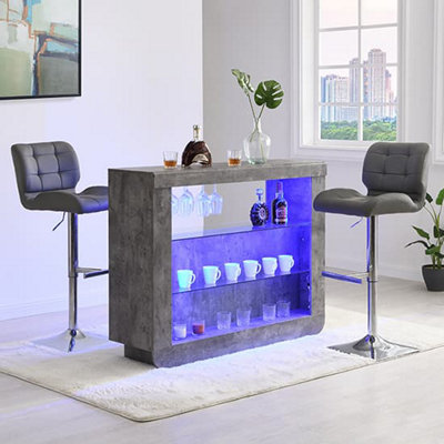Furniture in Fashion Fiesta Concrete Effect Bar Table With 2 Candid Grey Stools from B&Q