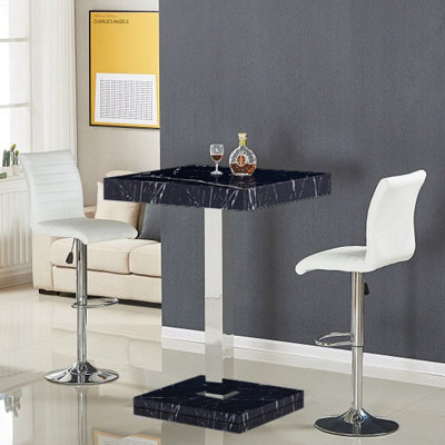 Furniture in Fashion Topaz Milano Marble Effect Bar Table 2 Ripple White Stools from B&Q
