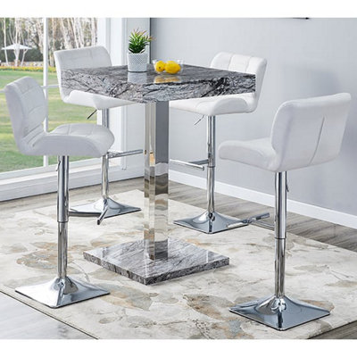 Furniture in Fashion Topaz Melange Marble Effect Bar Table 4 Candid White Stools from B&Q