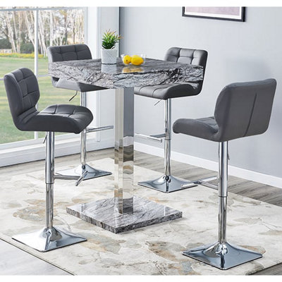 Furniture in Fashion Topaz Melange Marble Effect Bar Table 4 Candid Grey Stools from B&Q