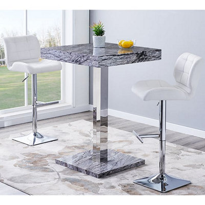Furniture in Fashion Topaz Melange Marble Effect Bar Table 2 Candid White Stools from B&Q